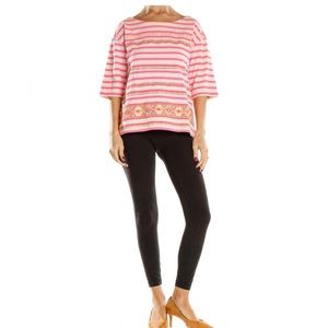 JCREW EMBROIDERED AZTEC INSPIRED TOP NEON WOMEN SMALL